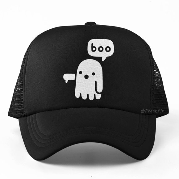 Other - 🆕Boo Ghost Disapproval Foam Trucker Hat Mesh Snapback Cap Black